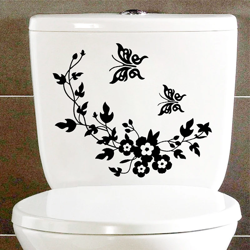 Black Classic Butterfly Flower Home Wedding Wall Stickers For Living Room Kitchen Bathroom accessories Mural Art home Decor