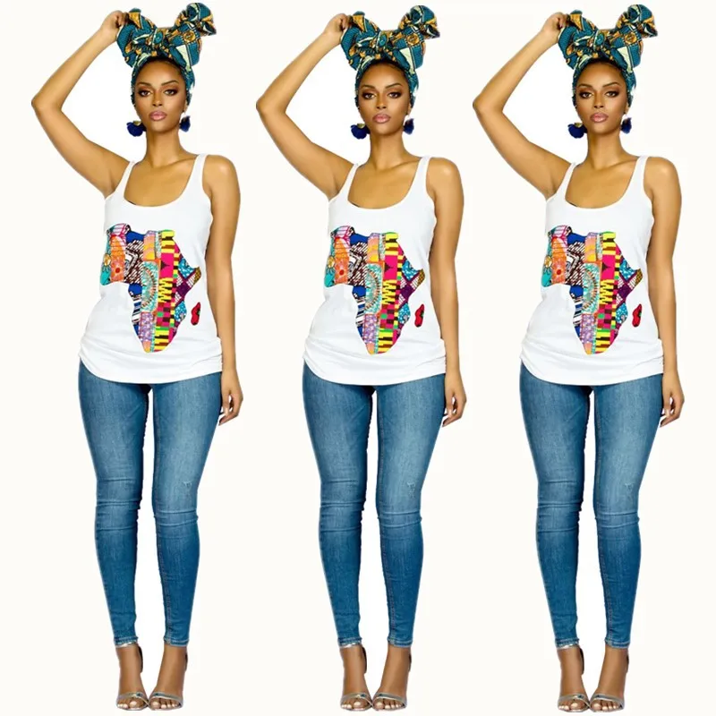 

2019 sexy fashion style summer african women cotton printing t-shirt S-L