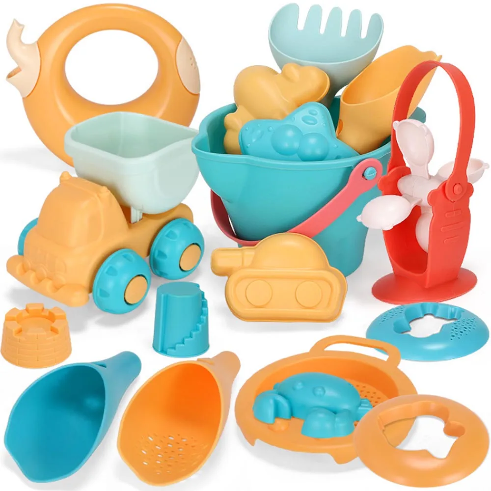 soft Silicone beach toys for children SandBox Set Kit Sea sand bucket