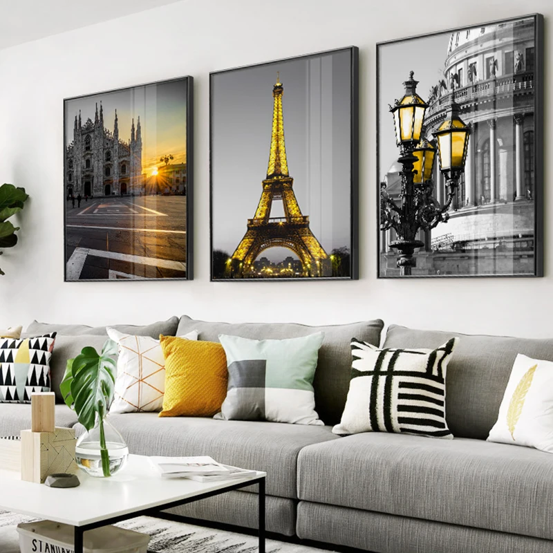 

Nordic Black and White Landmark Street View Canvas Painting Posters Print Wall Art Pictures For Living Room Bedroom Modern Decor