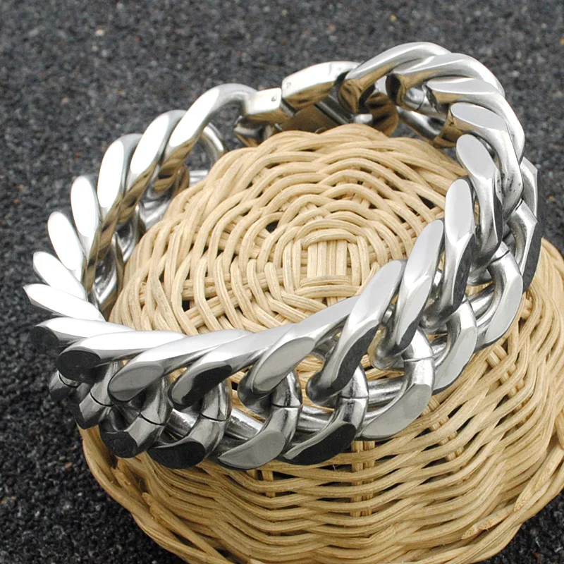 Goede ATGO 20mm Breedte Punk 316L Rvs Armband Mannen Biker Chain mannen Zware Cool Armbanden Bangle 2017 sieraden KB689