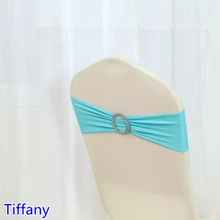 Тиффани цвет блестящие круглые пряжки Подвязка из спандекса для стула ленты для свадебных стульев лайкра стрейч на стул группа Универсальный отель вечерние шоу