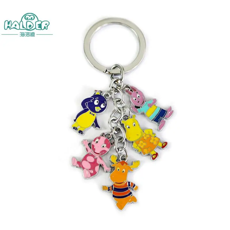 

Halder Cartoon The Backyardigans Key Chains Animation Anime Keychain Keyring Round Bag Pendants Accessories For Key Decoration