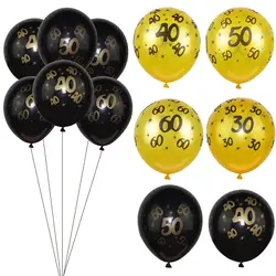 10 шт. 12 дюймов золото/черный латекс воздушные шары с днем рождения баллоны 30 40 50 60 лет День рождения украшения взрослых воздушный шар