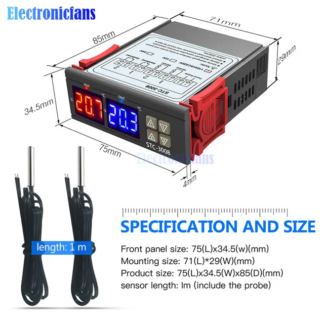 Termostato Digitale STC-3008 - Regola Riscaldamento E Raffreddamento