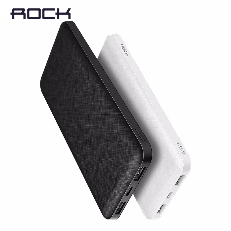  ROCK Slim 10000 мАч power Bank, портативный ультратонкий полимерный аккумулятор power bank 10000 мАч со светодио дный подсветкой для мобильного телефона 