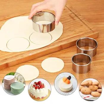 

3pcs Stainless Steel Diameter 6/7/8cm Round Dumplings Wrappers Molds Set Cutter Maker Tools Cake Mould Egg Mold Dough Cutter