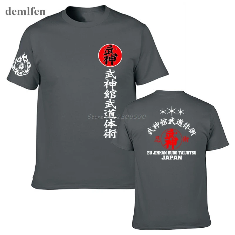 جديد اليابان السامرائي T قميص الرجال شوتوكان كاراتيه Bujinkan دوجو للمحترفين المصارعة شينوبي قمم تي شيرت النينجوتسو كانجي قمصان القطن المحملات