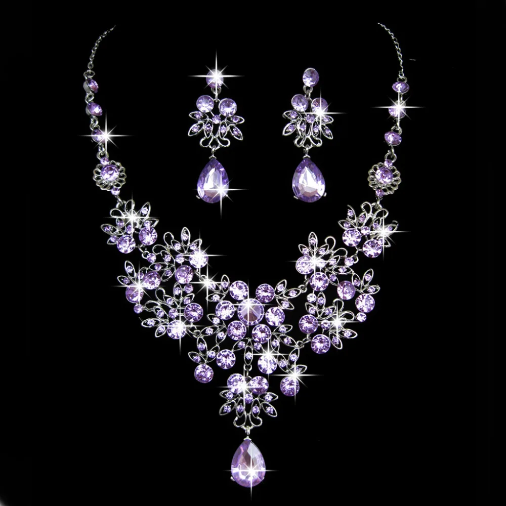 JAVRICK набор украшений свадебные стразы ожерелье серьги|set jewelry|crystal necklace earrings setnecklace