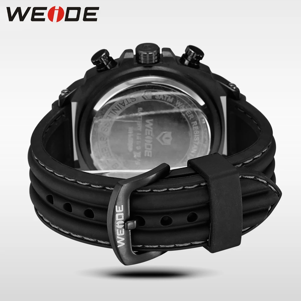 WEIDE мужской силиконовый черный ремешок кварцевый цифровой механизм ретранслятор