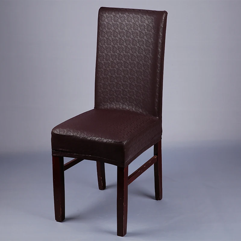 Leather PU Chair Covers Elastic Brown Lace Office Chair Covers For