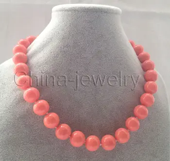 

Lovely Women's Wedding Jewelry FREE shipping> >>> Beautiful 17" 14mm pink coral color south sea shell pearl necklace