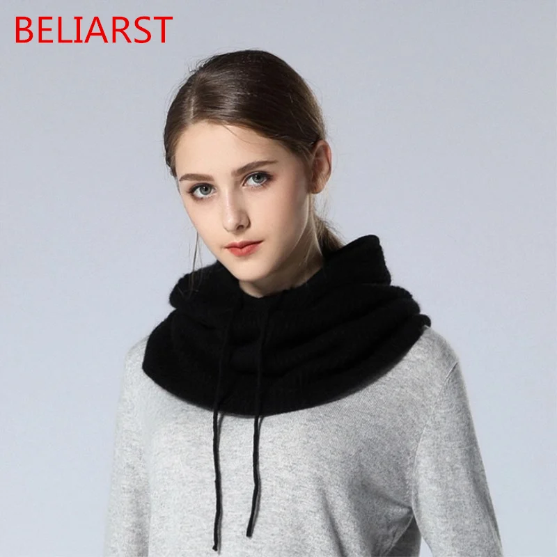 Goede BELIARST Herfst en Winter Multifunctionele Kasjmier Wol Hoed Mode Warme Kraag Een Unisex Hooded Oorbeschermers Dikke Kraag