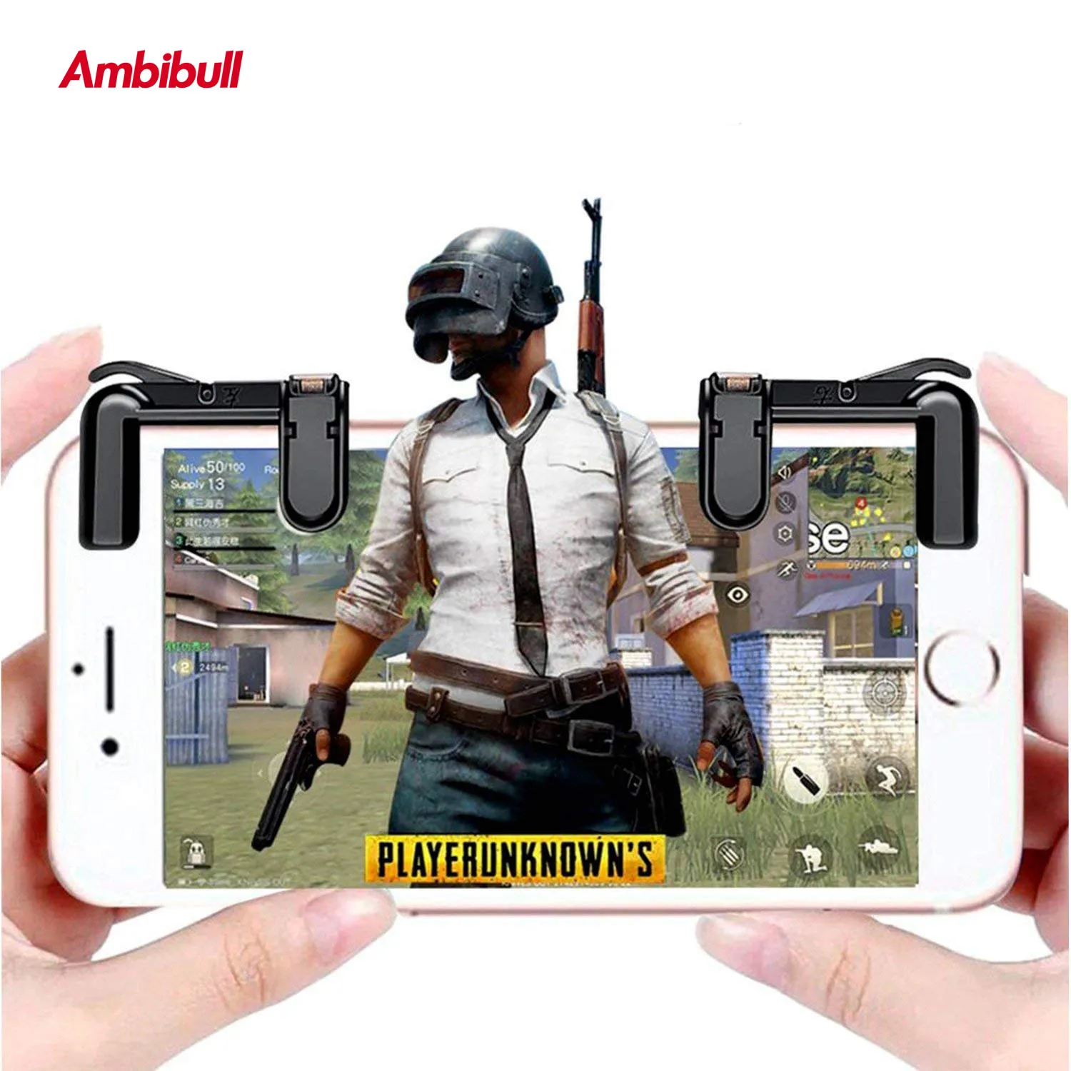 

Ambibull Mobile Game Frie Button Cell Phone Gaming Trigger L1 R1 Shooter for PUBG/ Fortnite/ Free Fire/ Rules of Survival