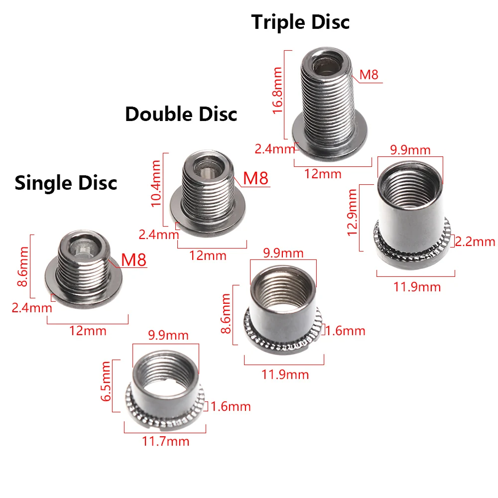 5 комплектов DIY фиксированный велосипедный тормоз из нержавеющей стали Chainwheel ногтей гидравлические дисковые болты M8 Кривошипные винты Аксессуары для велосипеда
