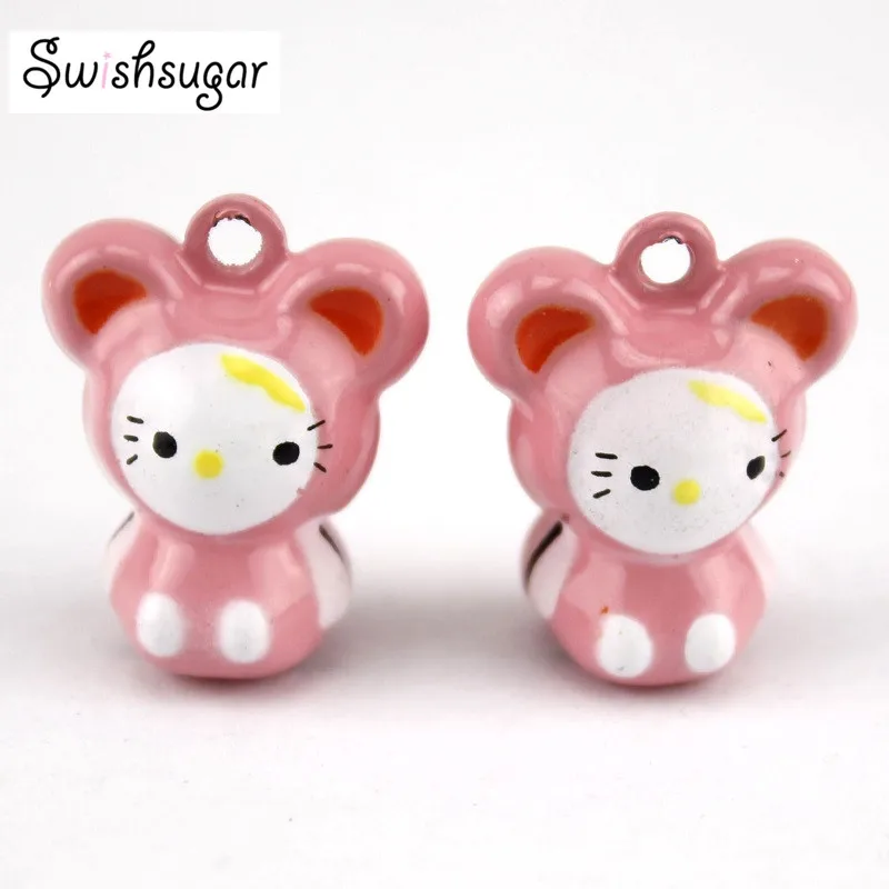 Pinky Cute Cat Cartoon Jingle Bell Charms Pendant Party Holiday Festival Decoration | Украшения и аксессуары