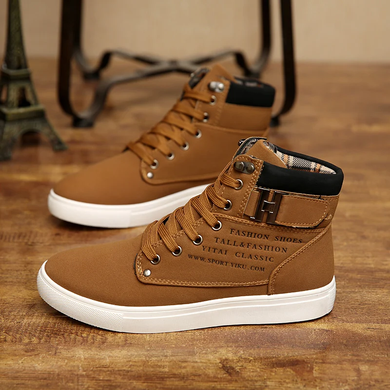 Hot Men Boots Fashion Warm Winter Men shoes Autumn Leather Footwear For Man New High Top Canvas Casual Shoes Men