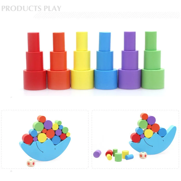 Новая голубая луна лодка строительные блоки дерево детские развивающие Обучающие игрушки укладки баланс игры деревянные игрушки для детей Подарки