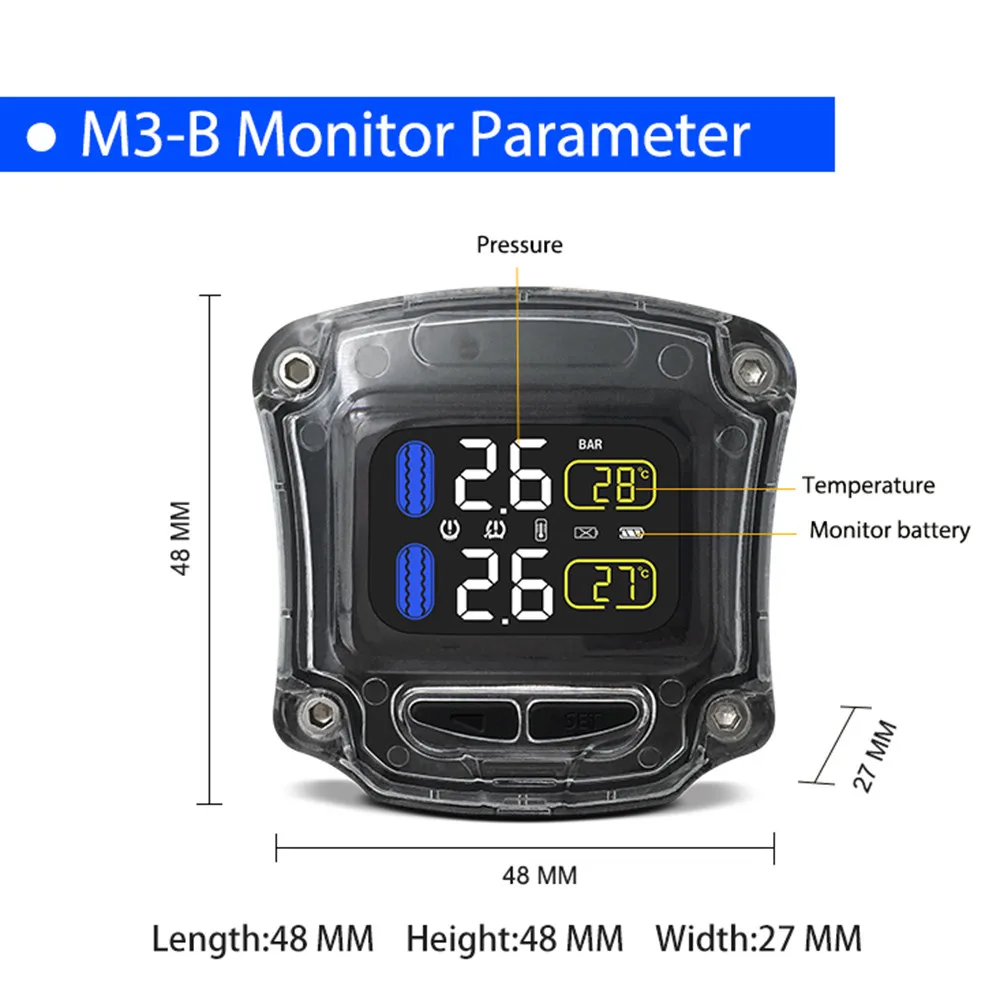 Горячая водонепроницаемый молниеносный беспроводной мотоцикл TPMS для двухколесного мотоцикла зарядки J20