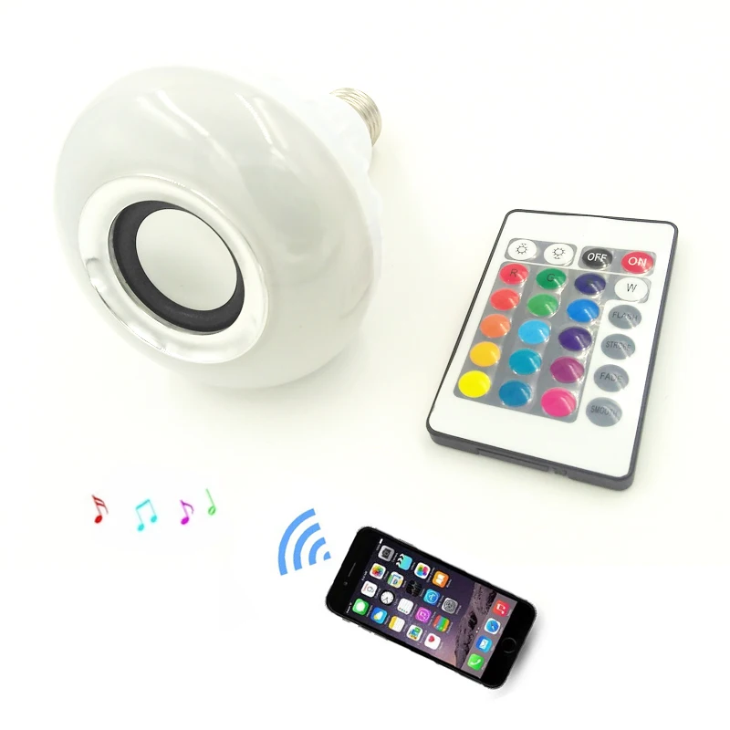 

2018 Real Cree New Wireless Bluetooth Remote Control Mini Smart E27 Led for Audio Speaker Color Light Warm Bulb Music Lamp Ir