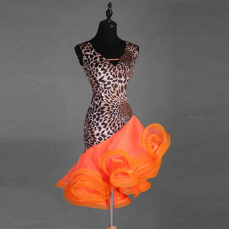Леопардовое платье для латинских танцев женское сексуальное платье для сальсы платья для латинских танцев Одежда для латинских танцев танго платье для румбы для женщин