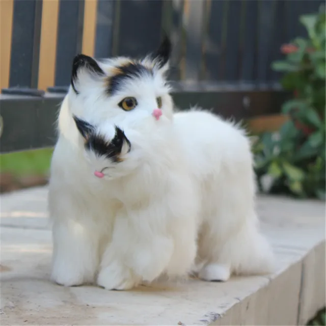 fake furry cat that looks real plush toy garden cat decorationin