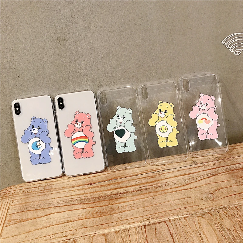 

WTSZKL Japanese and Korean cartoon cute bear pattern mobile phone case for iphone X Xs Max 8 7 6 6s plus back cover