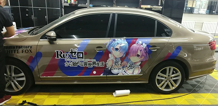 Custom Made Japanese Anime Game Itasha Decals Rem Life In A Different World From Zero Racing Rally Sticker 3D Decal Waterproof image 3