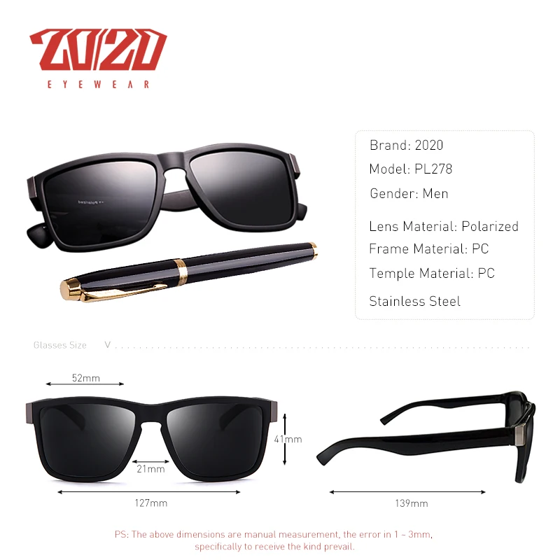 Polarized Sunglasses 20/20 Classic Men Driving Fishing Eyewear PL278