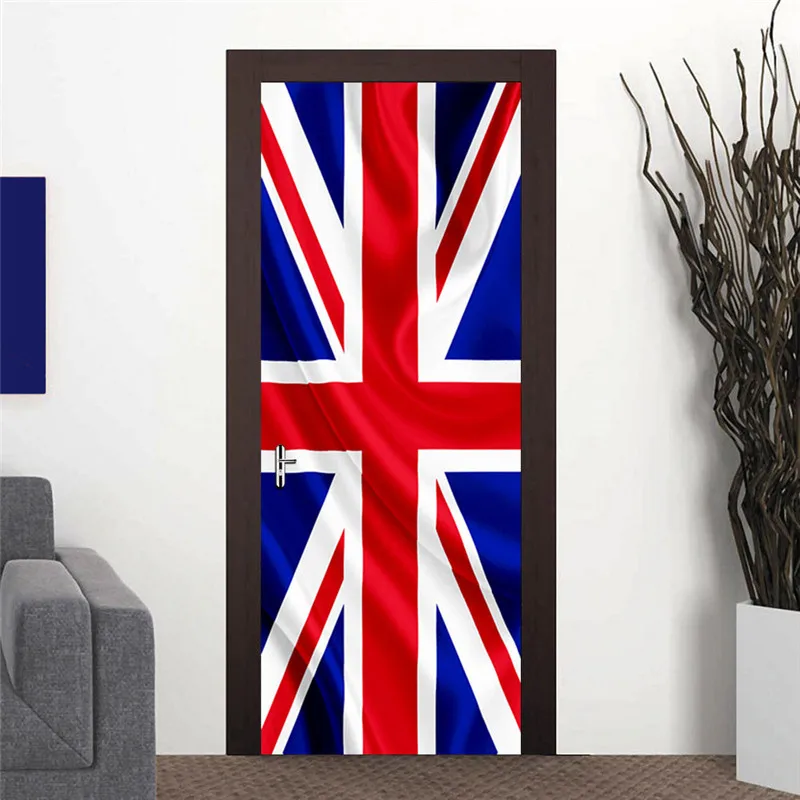 Национальный флаг Англии 2 листа/шт 3D натуральный пейзаж стены двери наклейки DIY фреска спальня домашний декор плакат ПВХ водонепроницаемый