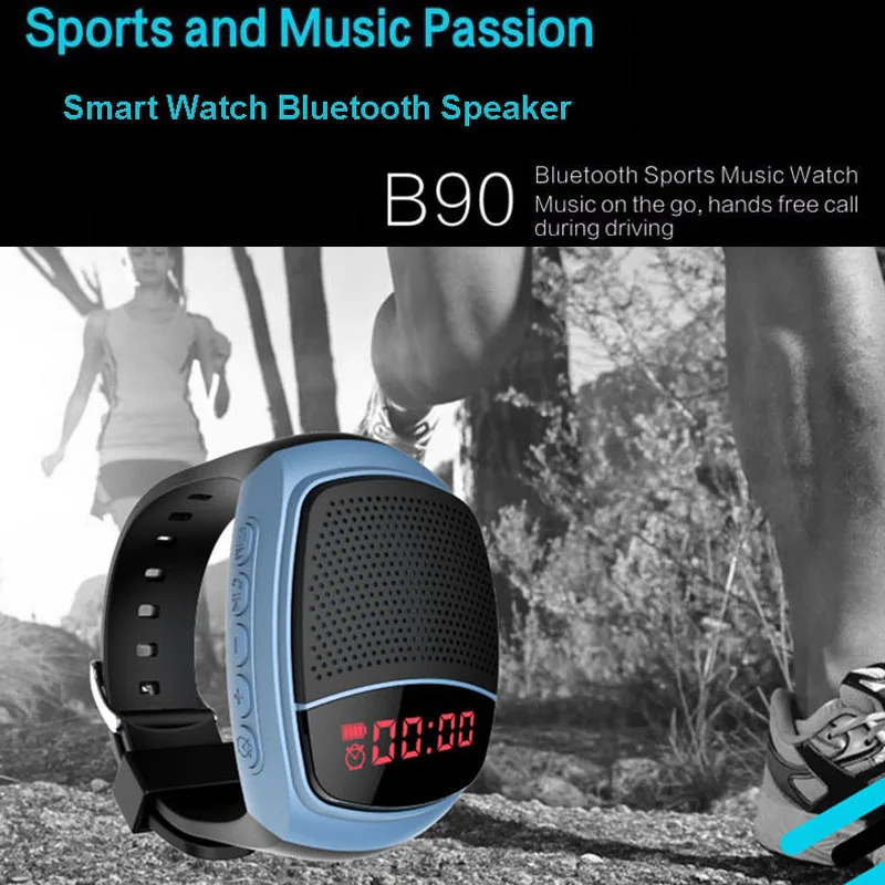 Mini Bluetooth Sports Music MP3 TF FM Audio Radio Selfie Wrist Watch Speaker Call receiver mp3