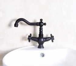 Oil Rubbed Bronze Black Color Single Hole Swivel Spout Kitchen Sink Bathroom Basin Faucet Hot & Cold Cross Handles Tap anf141