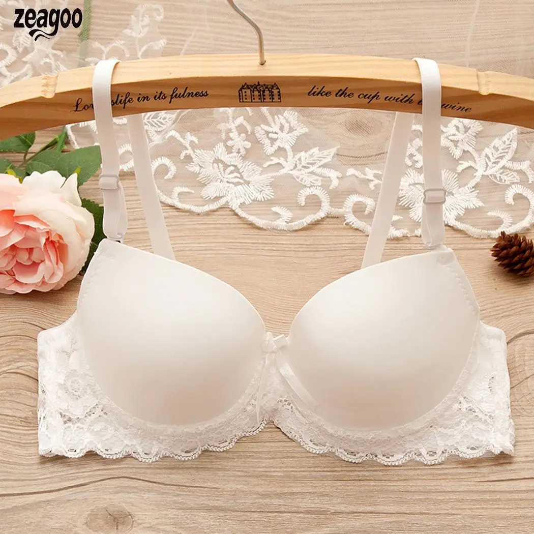 

Women Casual Lace Patchwork Solid 3/4 Spaghetti Strap Cup Back Under Wire All Season Front Closure Bra