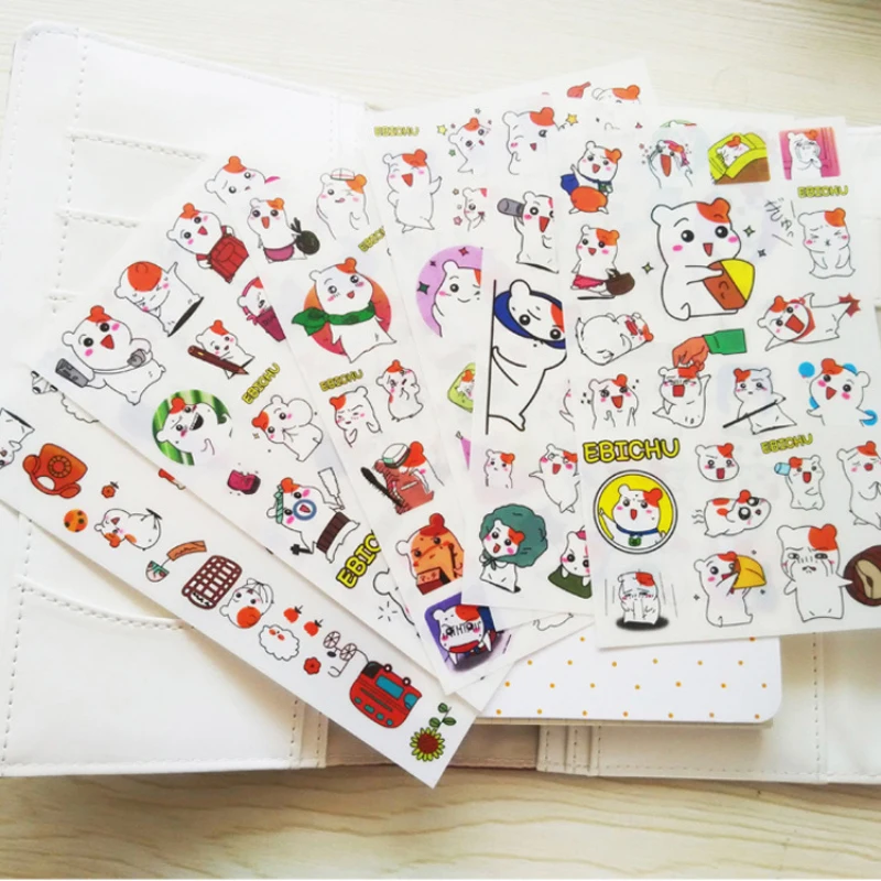 18 листов DIY Красочные Kawaii хомяк Ebichu стикер Дневник планировщик дневник