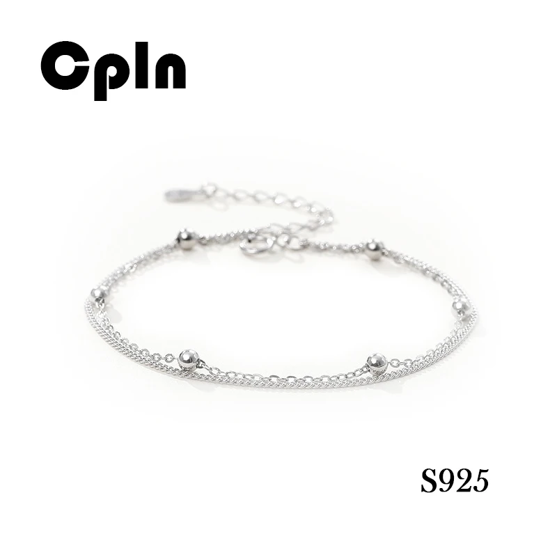 Cpln браслет из стерлингового серебра 925 пробы, двойные бусины, браслет для женщин, браслет из стерлингового серебра