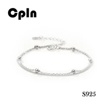 Cpln браслет из стерлингового серебра 925 пробы, двойные бусины, браслет для женщин, браслет из стерлингового серебра