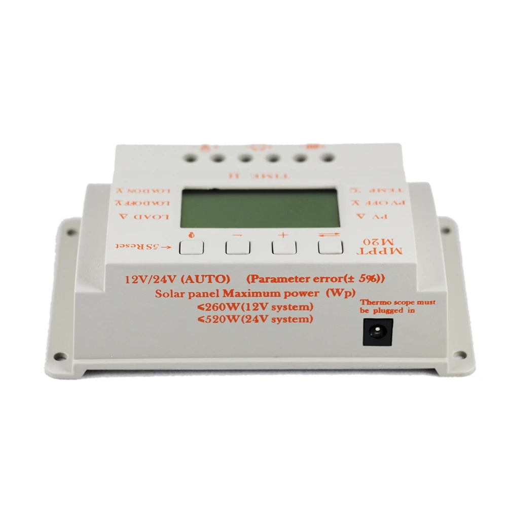 Контроллер солнечной зарядки 20A PWM & MPPT ЖК дисплей 12 В 24 макс. 520 Вт PV светильник с