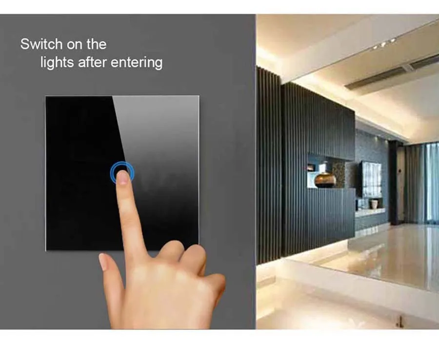 2-Touch Switch-Light Switch-Touch Switch-Wall Light Switches-Fireproof Crystal Glass Panel-Wall Mounted Switch-for Home Hotels