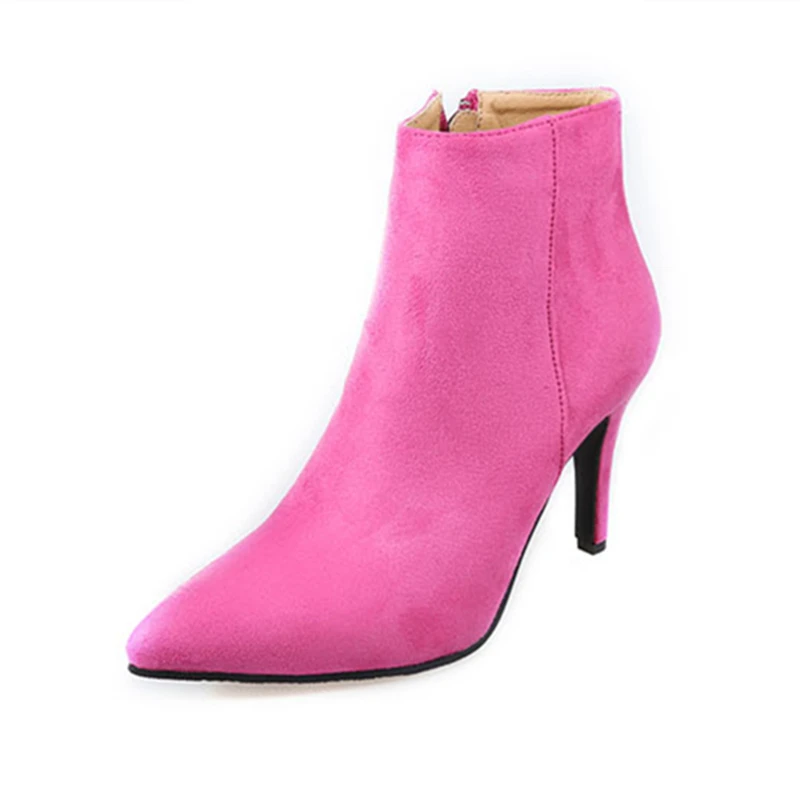 

US 4-9 Hot Pink New Trendy Womens Sexy Night Club Pointed Toe High Heels Ankle Boots Ladies Winter Boots