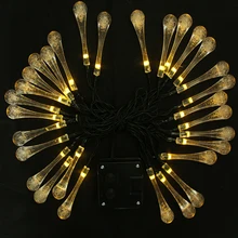 Солнечные 6 м 30 светодиодов хрустальные капли воды Фея огни строки Водонепроницаемый для партии, Рождество, свадьбы, праздник