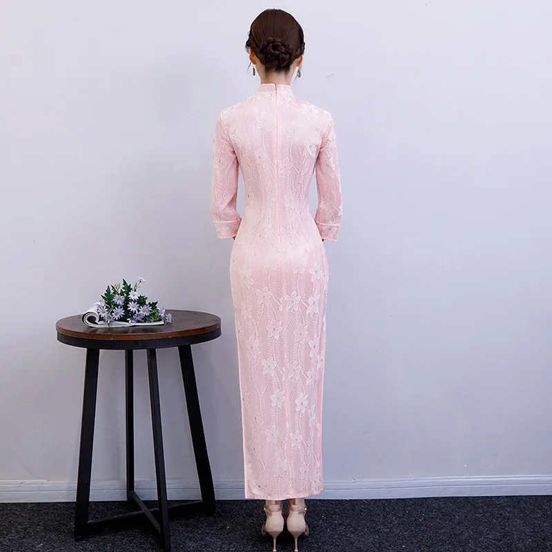 Модное кружевное Цветочное платье ручной работы на пуговицах, традиционное китайское Ципао, женское платье, винтажное женское сексуальное чонсам, большие размеры 3XL