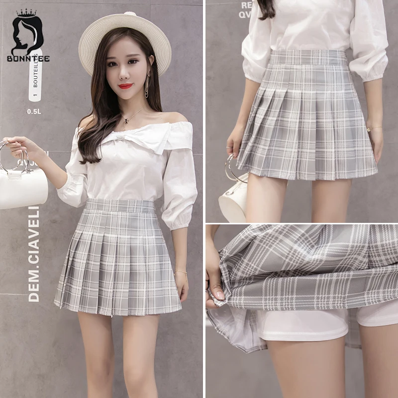 

Summer Trendy Women Pleated Skirt Womens High Waist Plaid Sweet Fashion Female Skirts Females Lovely School Students Casual Girl