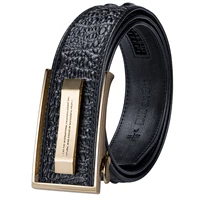 Hi-Tie Crocodile Designer Luxury Genuine Leather Belts for Men Casual Jeans Belt Strap Gold Automatic Buckle Black Belt PD-2036