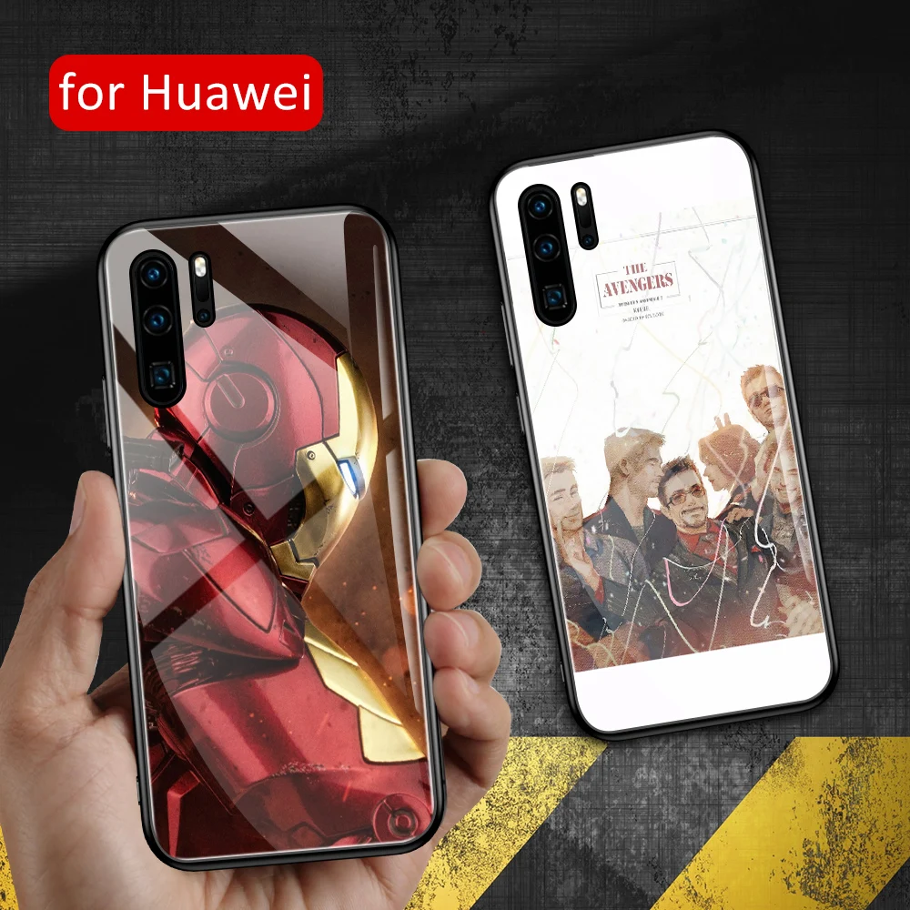 For Huawei P30 pro case Glass back cover Iron man P20 for P9 P10 Plus Pro lite |