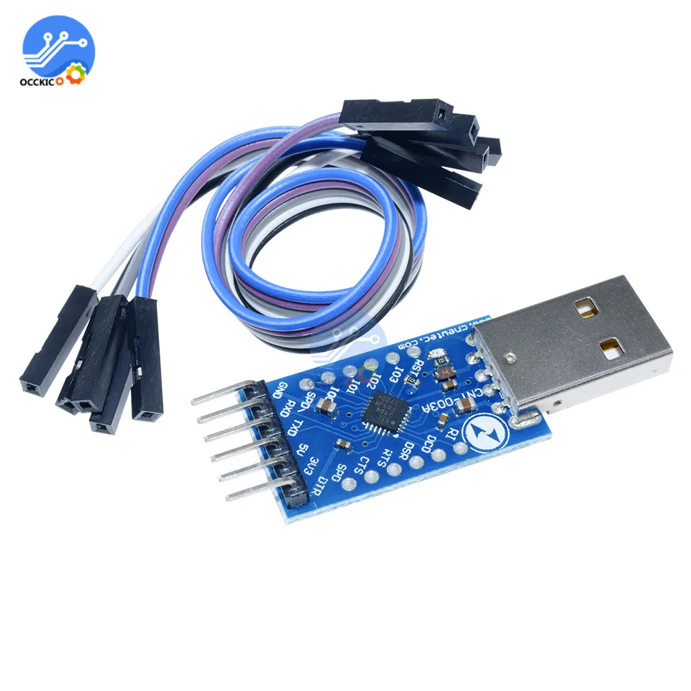 

CP2104 USB 2.0 to TTL UART 6PIN Module Serial Converter CP2104 STC PRGMR Replace CP2102 With Dupont Cables Connector