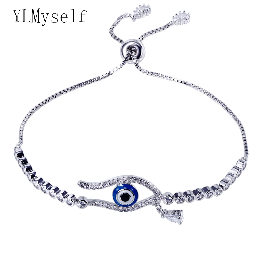 

15-23 cm adjustable free length bracelet can fit to all ladies hands zrconia jewelry White and Gold-color jewellery Bracelet