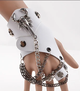 Punk Leather Scorpion hip-hop Dance Show Gloves Fingerless Tactical gym Bracelet Wristband Glove Outdoor fun sports Wholesale Punk Leather Scorpion hip-hop Dance Show Gloves Fingerless Tactical gym Bracelet Wristband Glove Outdoor fun sports Wholesale