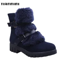 

TIANMIMI Fashion Warm Snow Boots 2018 Flat Heels Winter Botas Women Ankle Boots Warm Fur Plush Insole Shoes