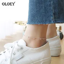 OLOEY, Простой Бисероплетение, очаровательный ножной браслет для женщин и девушек,, настоящий 925 пробы, серебряный браслет на ногу, прекрасные аксессуары, ювелирное изделие YMA012