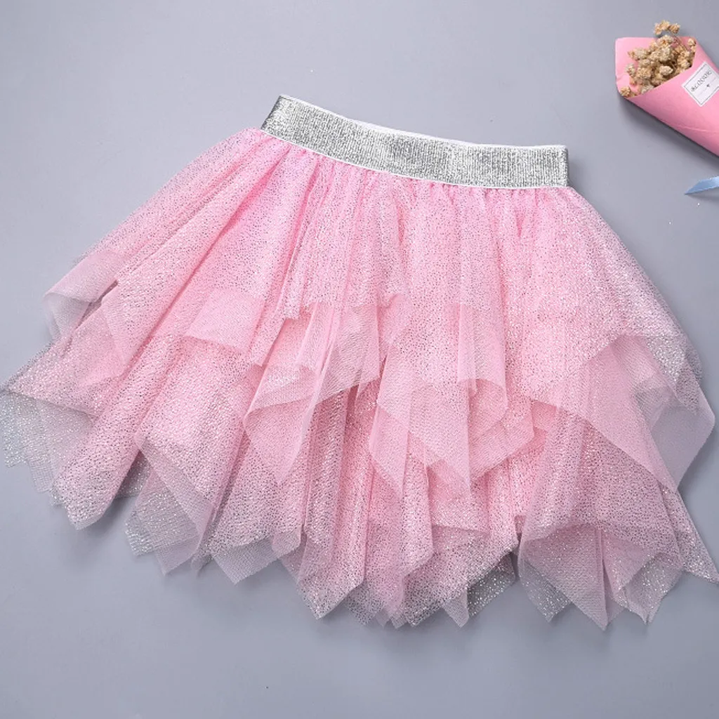 

MUQGEW Kids Girl Tulle Skirt Irregular Pettiskirt Paillette Tutu Skirt For Girl Princess Ballet Dancing Party Skirt Dancewear
